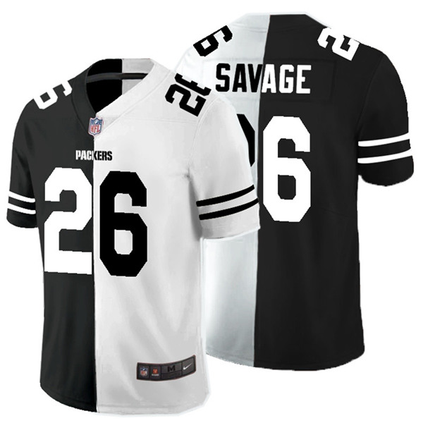 Men's Green Bay Packers #26 Darnell Savage Black White Split 2020 Stitched Jersey